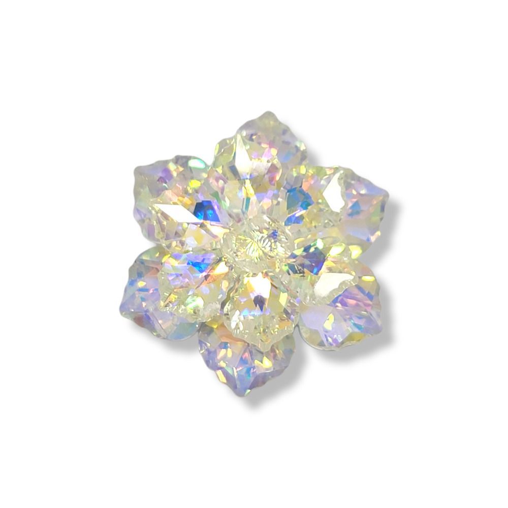 Radiant Irridecent Sparkling Crystal Petal Flower Brooch Pin